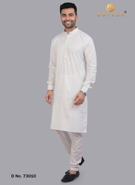 White Outluk Vol 73 New Latest Exclusive Wear Fancy Kurta Pajama Mens Collection 73010